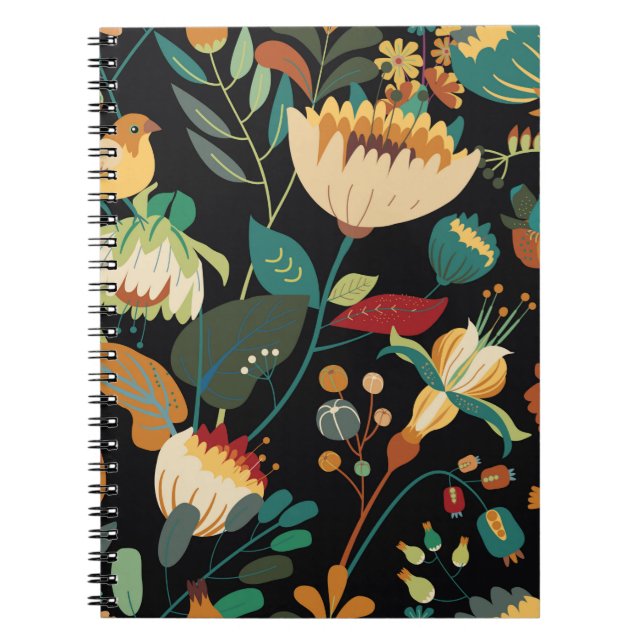 Nahtlose Blumenmuster. Fantasy wi Notizblock (Vorderseite)
