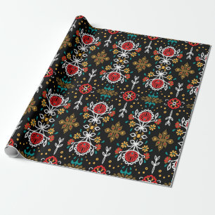Nahtlose Blumenmuster Folk farbige Blume und  Geschenkpapier