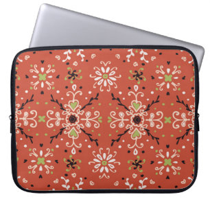 Nahtlose Blumenmuster Folk farbige Blume und Laptopschutzhülle