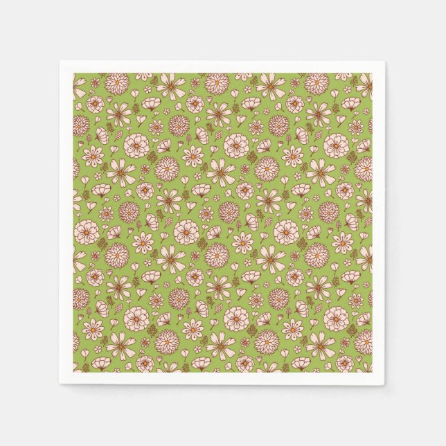 Nahtlose Blumenmuster, grün Serviette (Vorderseite)