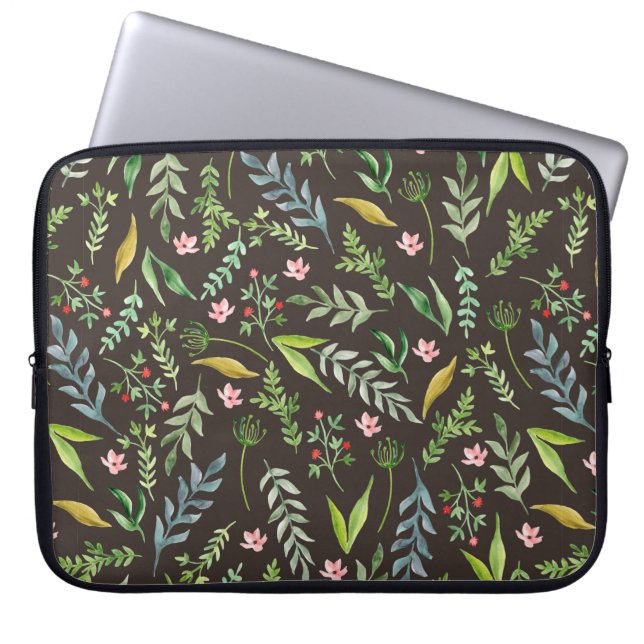 Nahtlose Blumenmuster. Handgezeichnete Aquarellfar Laptopschutzhülle (Vorderseite)