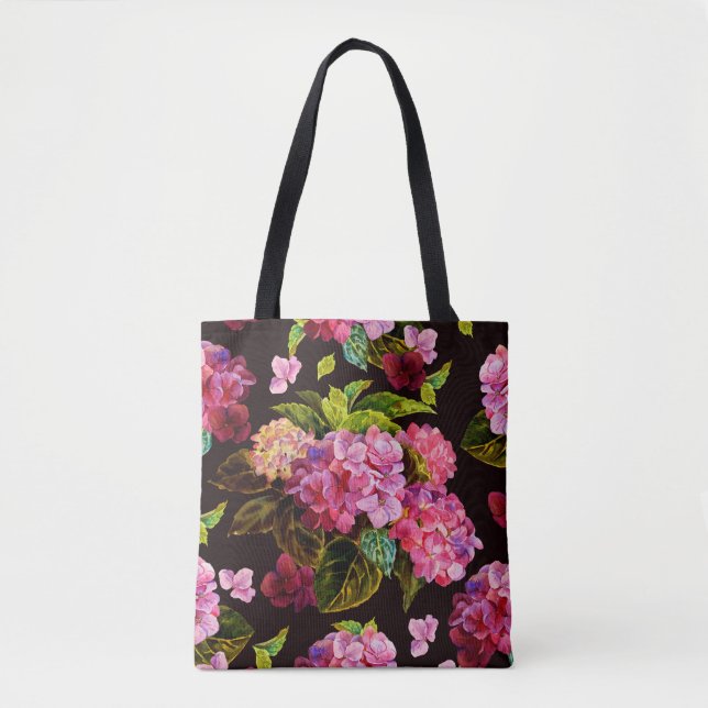 Nahtlose Blumenmuster. Hydrangea auf einem dunklen Tasche (Vorderseite)