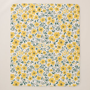 Nahtlose Blumenmuster, kleine gelbe Blumen. Wh Sherpadecke