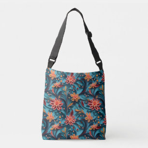 Nahtlose Blumenmuster Kreuzkörpertasche Tragetaschen Mit Langen Trägern