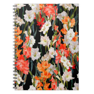 Nahtlose Blumenmuster. Mehrfarbige Gladiolen Notizblock