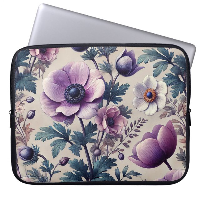 nahtlose Blumenmuster mit anemischer Schönheit Laptopschutzhülle (Vorderseite)