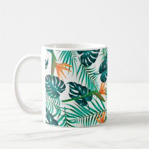 Nahtlose Blumenmuster mit Blätter. tropischer Rück Kaffeetasse