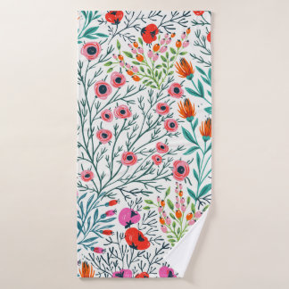  nahtlose Blumenmuster mit Blütenblüten im Sommer, Badehandtuch