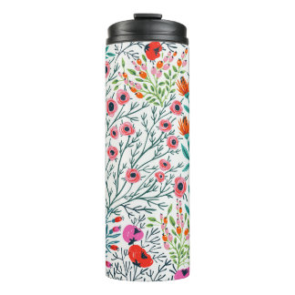  nahtlose Blumenmuster mit Blütenblüten im Sommer, Thermosbecher
