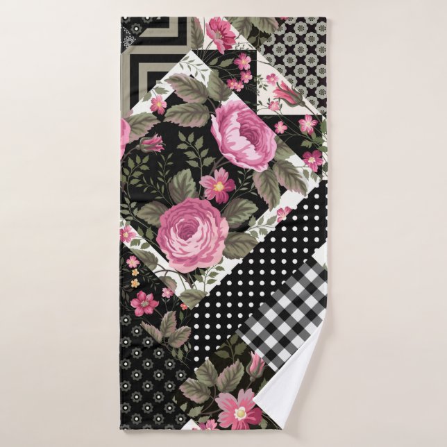 nahtlose Blumenmuster mit geometrischer Struktur Badehandtuch (Badehandtuch)