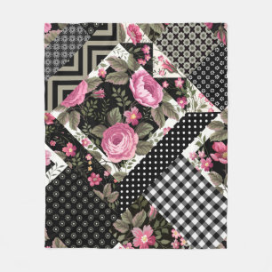 nahtlose Blumenmuster mit geometrischer Struktur Fleecedecke
