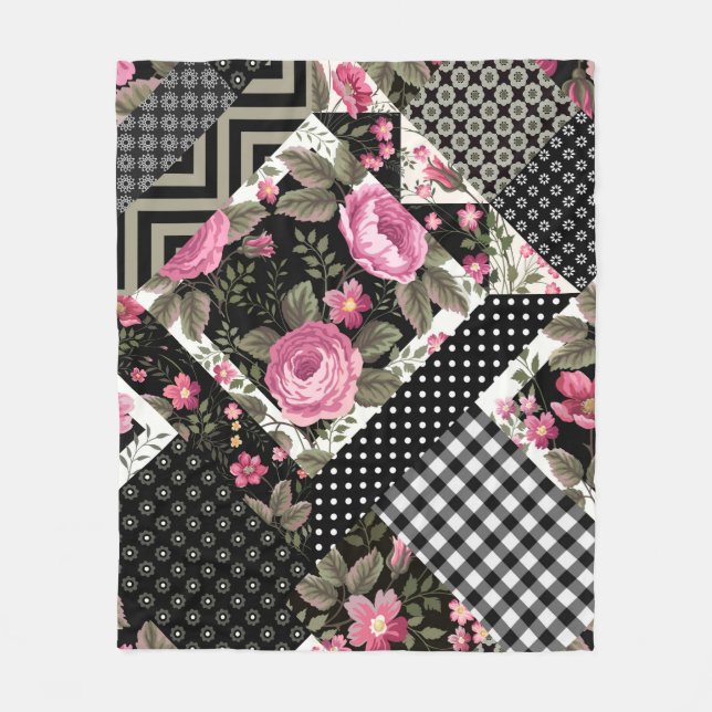 nahtlose Blumenmuster mit geometrischer Struktur Fleecedecke (Vorderseite)