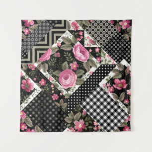 nahtlose Blumenmuster mit geometrischer Struktur Wandteppich