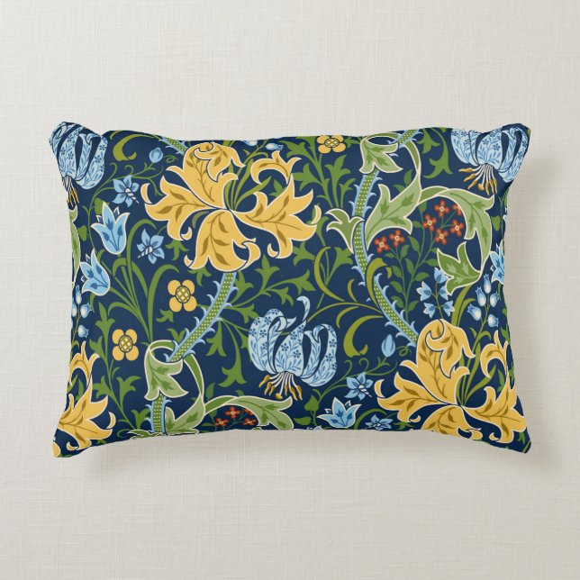 Nahtlose Blumenmuster mit großen Blume, Lilien und Dekokissen (Vorderseite)