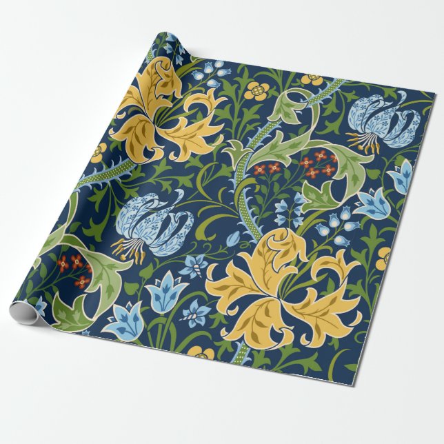 Nahtlose Blumenmuster mit großen Blume, Lilien und Geschenkpapier (Ungerollt)