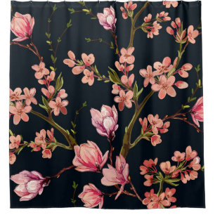 Nahtlose Blumenmuster mit handgezeichnetem Hinterg Duschvorhang