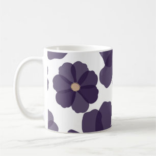 Nahtlose Blumenmuster mit handgezeichneten lila Co Kaffeetasse
