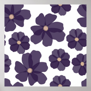 Nahtlose Blumenmuster mit handgezeichneten lila Co Poster