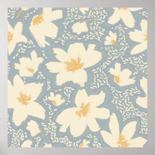 Nahtlose Blumenmuster mit Linien und abstrakten ha Poster