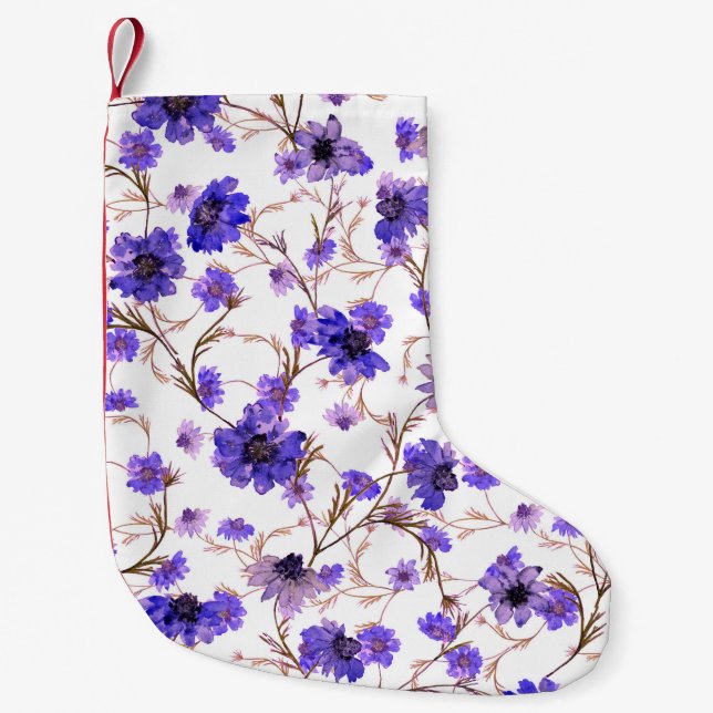 Nahtlose Blumenmuster mit markierten Blume Kleiner Weihnachtsstrumpf (Vorderseite)