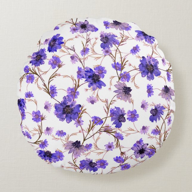 Nahtlose Blumenmuster mit markierten Blume Rundes Kissen (Vorderseite)