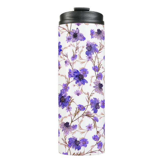 Nahtlose Blumenmuster mit markierten Blume Thermosbecher (Vorderseite)