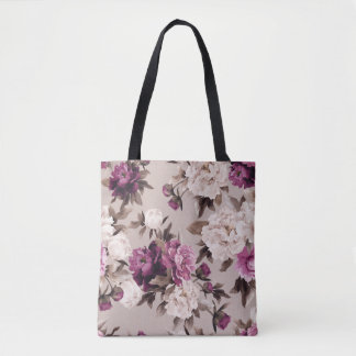 Nahtlose Blumenmuster mit Rose auf heller Rückseit Tasche