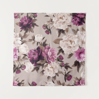 Nahtlose Blumenmuster mit Rose auf heller Rückseit Wandteppich