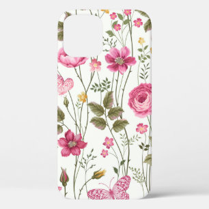 Nahtlose Blumenmuster mit Rose und Schmetterling Case-Mate iPhone Hülle