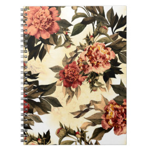 Nahtlose Blumenmuster mit rot-orangefarbenen Rose Notizblock