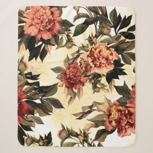Nahtlose Blumenmuster mit rot-orangefarbenen Rose Sherpadecke