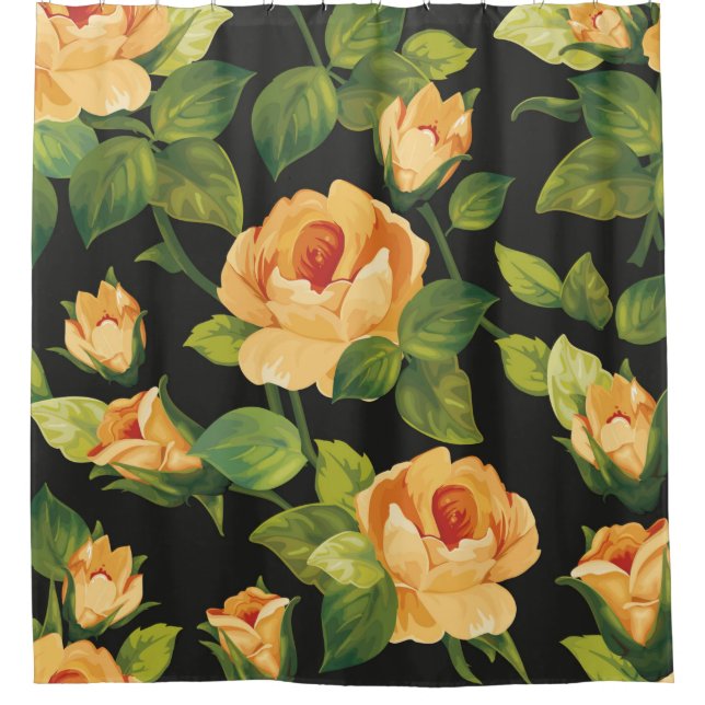 Nahtlose Blumenmuster mit schönen Rose Duschvorhang (Vorderseite)