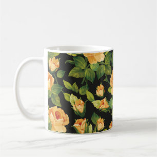Nahtlose Blumenmuster mit schönen Rose Kaffeetasse