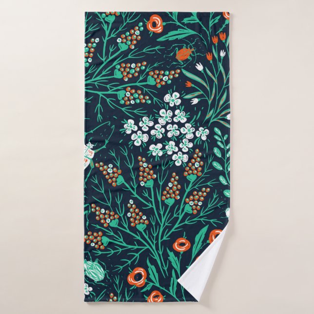  nahtlose Blumenmuster mit Sommerblüten und Komfor Badehandtuch (Badehandtuch)