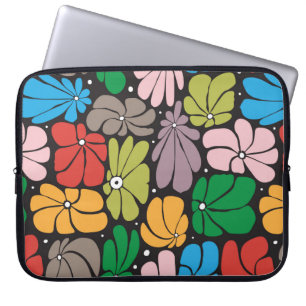 Nahtlose Blumenmuster mit stilisierten großen Blüt Laptopschutzhülle