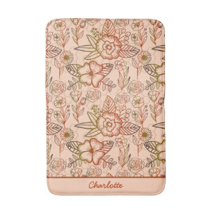Nahtlose Blumenmuster rosa personalisierter Name Badematte