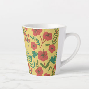Nahtlose Blumenmuster, rot-gelb-grüne Blume Milchtasse