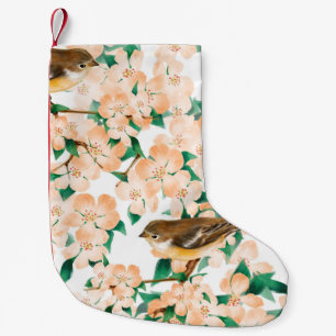 Nahtlose Blumenmuster von Vögeln Kleiner Weihnachtsstrumpf