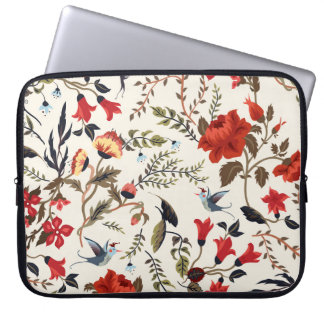 Nahtlose Blumenmuster von Vögeln Laptopschutzhülle
