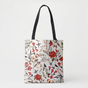 Nahtlose Blumenmuster von Vögeln Tasche