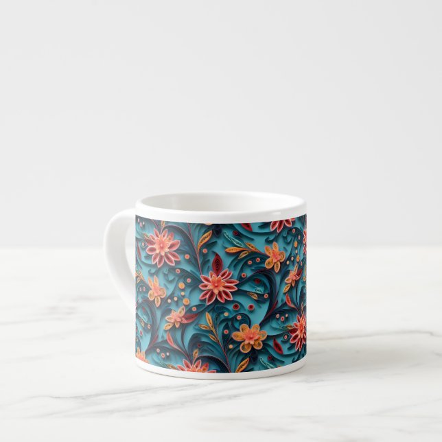 Nahtlose Blumenpapiermuster Spezifische Tasse (Vorderseite Links)