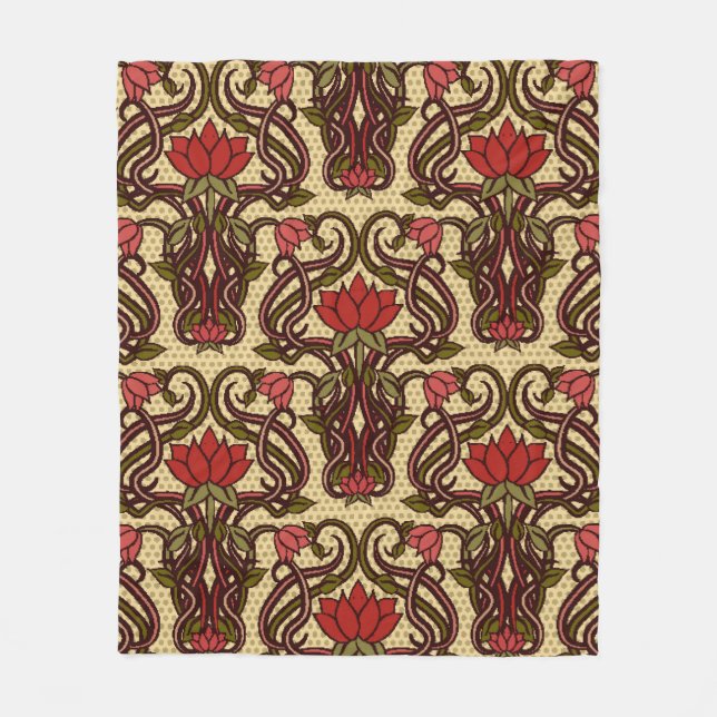 Nahtlose Blumentapete im Jugendstil, Vi Fleecedecke (Vorderseite)