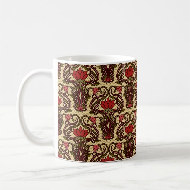 Nahtlose Blumentapete im Jugendstil, Vi Kaffeetasse (Links)