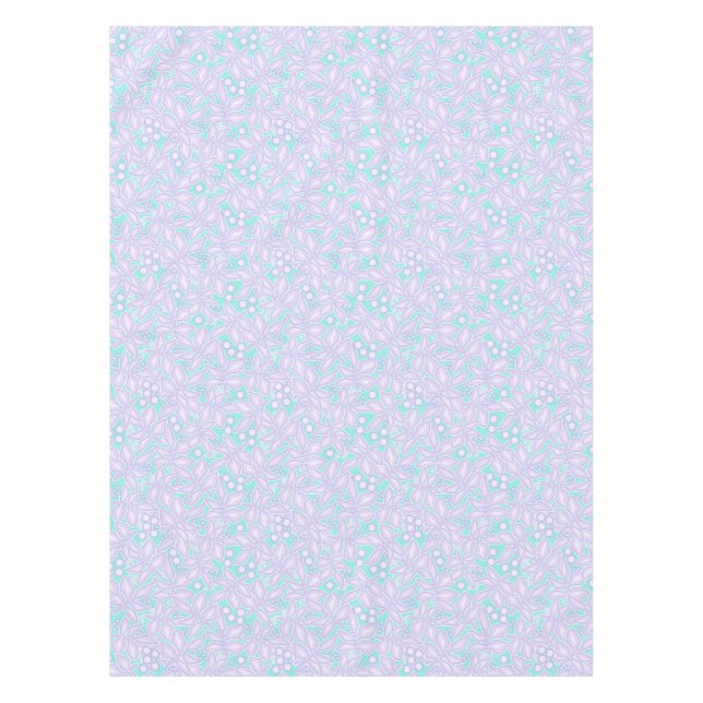 Nahtlose, blumenviolette Blume runden Blätter blau Tischdecke (Vorderseite)