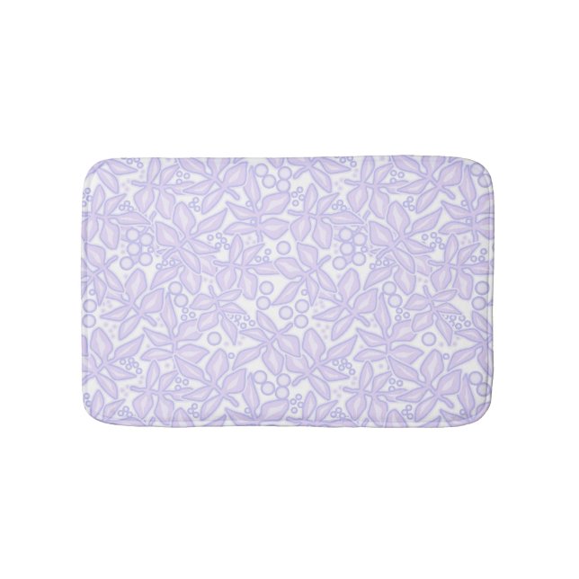 Nahtlose blumenviolette Blume runden Blätter weiß Badematte (Vorderseite)