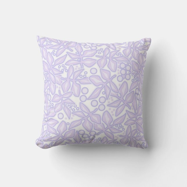 Nahtlose blumenviolette Blume runden Blätter weiß Kissen (Vorderseite)