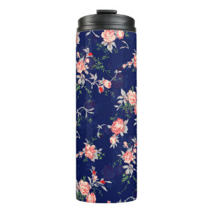 Nahtlose Blütendesignblume, abstrakt, blumenreich, Thermosbecher