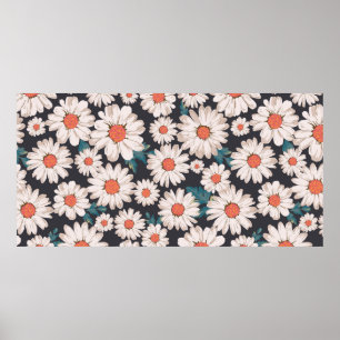 nahtlose Blütenstaub-Blume, daistischer Druck Poster