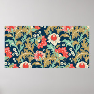 Nahtlose bunte Blumenmuster im Volksstil Poster