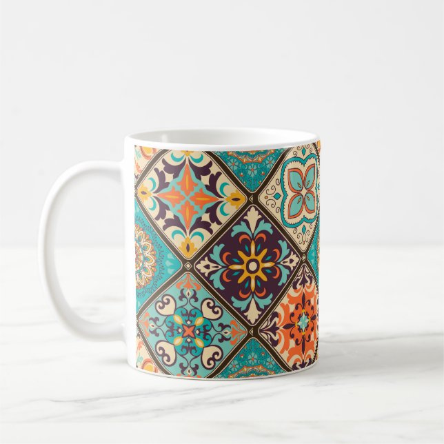 Nahtlose bunte Fliesen mit dem Islam, Arabi Kaffeetasse (Links)